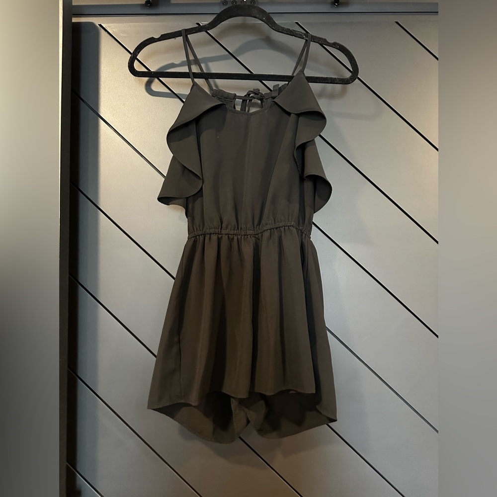 Elegant Black Ruffle Romper